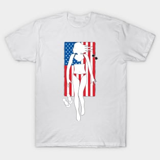 Summer girl celebrating Independence day T-Shirt